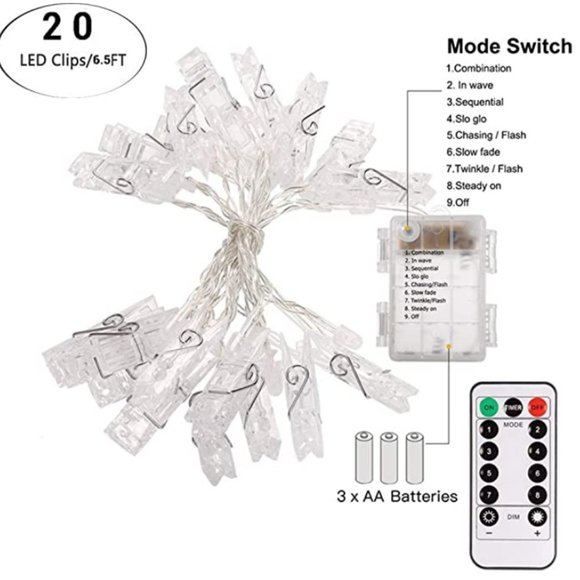 LED String Lights Photo Clips with Remote - Picture 2 of 6